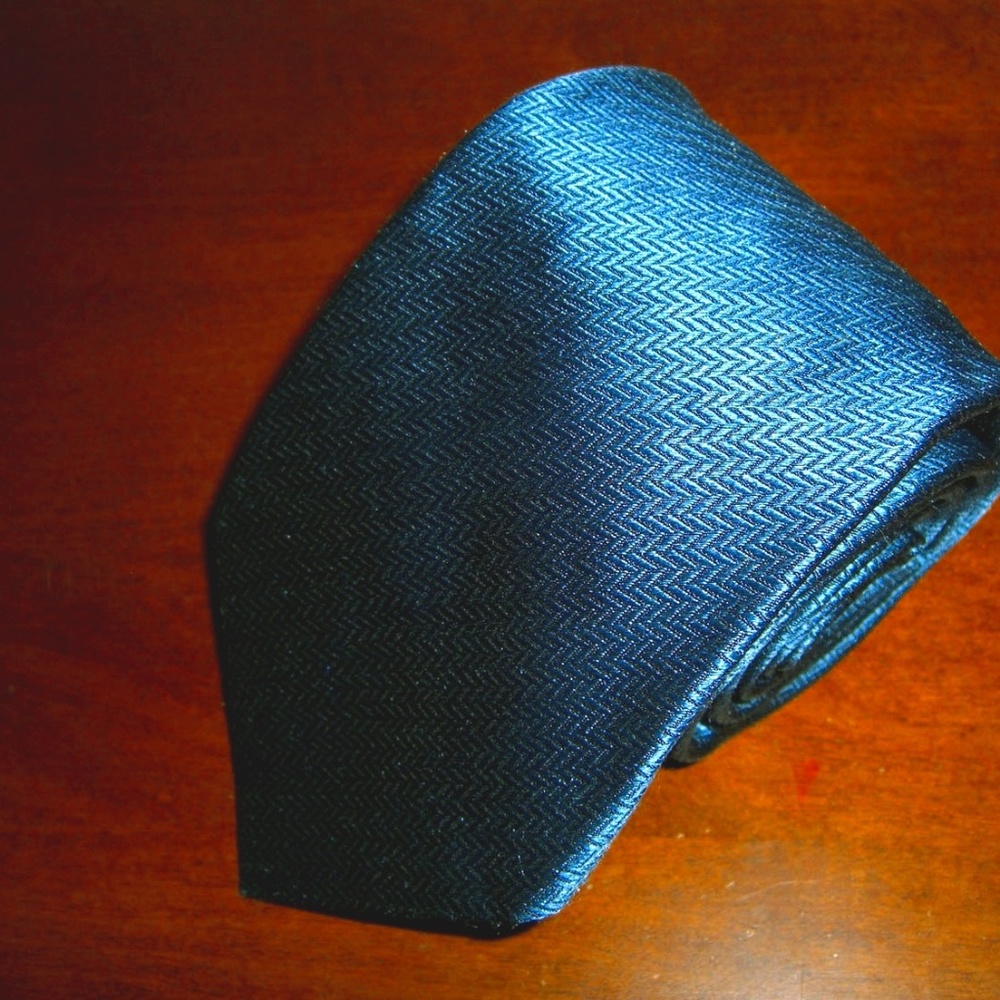 Peter Elliot Neck Tie Teal Blue Navy Micro-Chevron